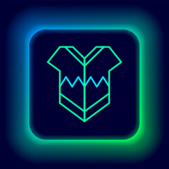 Wall Mural - Glowing neon line Traditional mexican poncho clothing icon isolated on black background. Colorful outline concept. Vector