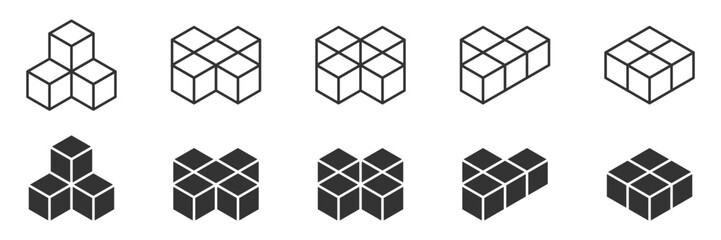 3d cube icon set. Vector illustration.