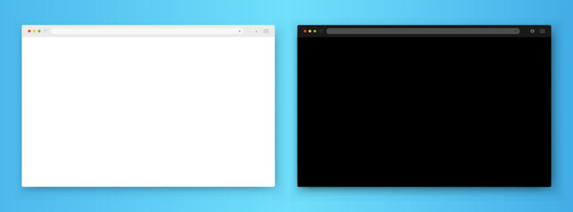 Wall Mural - a set of browser window in white and black on a blue background. website layout with search bar, too