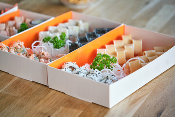 Wall Mural - Set of various sushi rolls