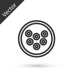 Poster - Grey line Caviar on a plate icon isolated on white background. Vector.