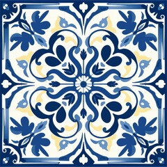 Wall Mural - Seamless pattern illustration in traditional style - like Portuguese tiles azulejo