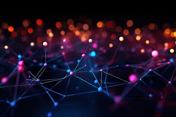 Wall Mural - plexus 3d effect lines gital abstract connection technology network background dots structure connec