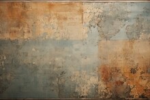 Stone Cement Concrete Background Vintage Brown Wall Old Motif Banner Texture Worn Patchwork Shabby Rusty Tiles Gray