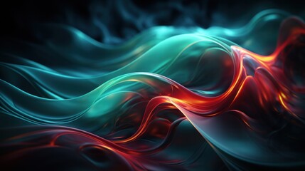 Wall Mural - abstract colorful background with smooth wavy lines in green and red 