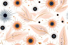 Black Eyed Susan Flowers And Leaves In Cute Pastel Seamless Repeating Pattern