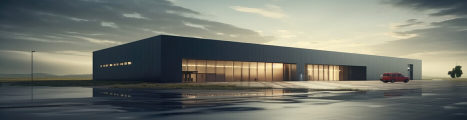 Poster - Commercial office building, Factory and transport, Logistic business transport warehouse station.