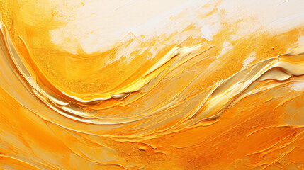 Wall Mural - Gold acrylic paint texture background. Abstract acrylic painting on canvas. Fragment of artwork. Ai generative.