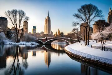 bridge at spring sunny day in new York generated by AI tool