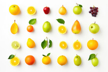 Colorful Fruit Collection: Popping Hues On White