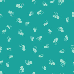 Poster - Green Price tag for chicken egg icon isolated seamless pattern on green background. Vector