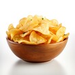 Potato chips in bowl isolated on white background