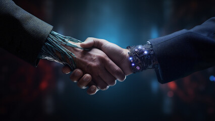 handshake between AI and Businessman