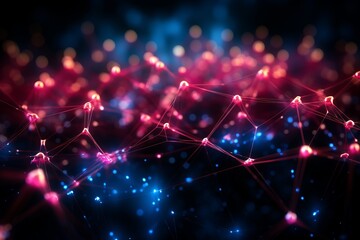 Aufkleber - Abstract futuristic, Network connection fiber optic, Transmission line, hop to hop delivery, node to node, Abstract concept of network technology. Generative AI (1)