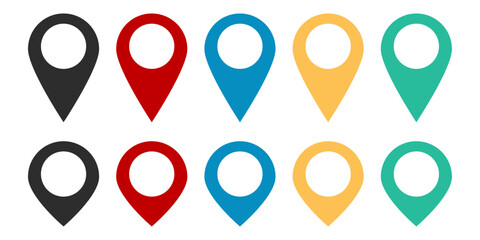 Aufkleber - A set of location designations on a map. Vector set of different colors of pointer pointer, map markers.