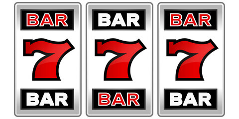 Aufkleber - Three sevens - a line. Winning line in slot machine.