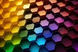 Fototapeta Przestrzenne - Multicolored honeycomb background. Iridescent glass hexagon.