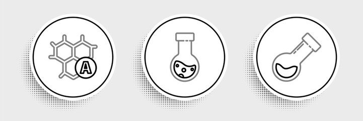 Sticker - Set line Test tube and flask chemical, Chemical formula and icon. Vector