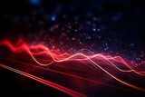 Fototapeta Przestrzenne - abstract futuristic background with red glowing neon moving high speed wave lines and bokeh lights. Data transfer concept Fantastic wallpaper, Generative AI