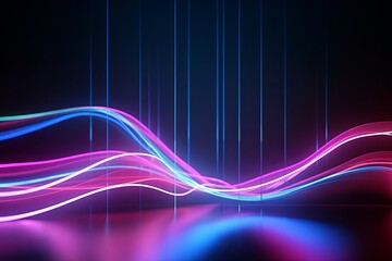 Wall Mural - abstract futuristic background with pink blue glowing neon moving high speed wave lines and bokeh lights. Data transfer concept Fantastic wallpaper, Generative AI