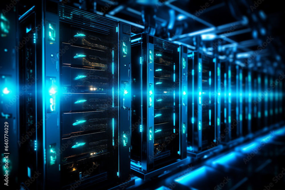 Generative ai collage image picture photo of data center interior with ...
