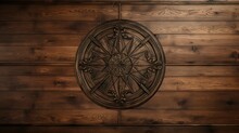 Ancient Luxury Wooden Flooring Background With Round Ornament In The Middle Created With Generative AI