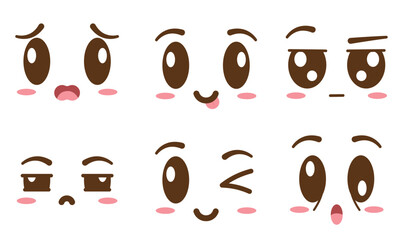 Poster - Set of borderless facial expressions Vector