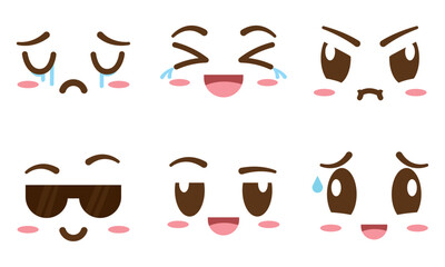 Canvas Print - Set of borderless facial expressions Vector