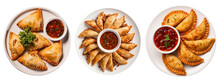 Fried Empanadas With Minced Beef Meat Served On A Plate, Top View. Generative AI