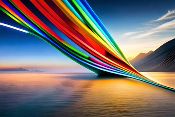 Wall Mural - rainbow over the sea