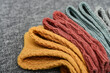 Hand-knitted woolen socks of different colors