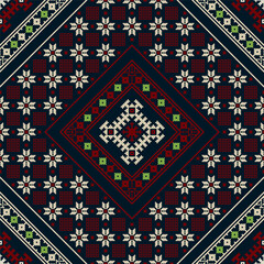 Wall Mural - Traditional Latvian embroidery seamless pattern, vector illustration