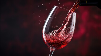 red wine spash in a glass close up - stock concepts