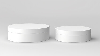 Wall Mural - White round closed boxes 3d mockup on the white background.