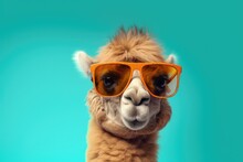 Portrait Of Camel With Sunglasses On 