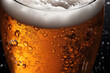 canvas print picture - closeup of glass with beer ai generated