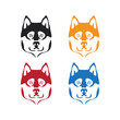husky dog head simple vector logo set