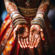 indian wedding mehandi henna coloured reflective ornament hands