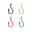 fish hook vector logo set