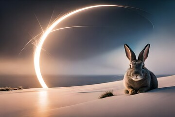 Poster - rabbit on the beach
