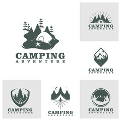 Wall Mural - Set of Camping logo design Template. Camping Adventure logo vector illustration.