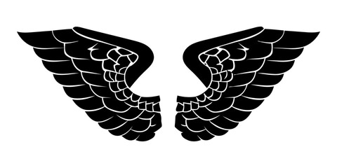 Wall Mural - wings icon. black icon of wings on white background. wings logo design.