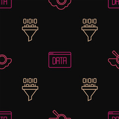 Set line Search cloud computing, Binary code and Data analysis on seamless pattern. Vector