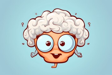 Brain with face and eyes. Funny brain