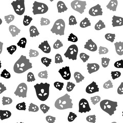 Wall Mural - Black Ghost icon isolated seamless pattern on white background. Happy Halloween party. Vector