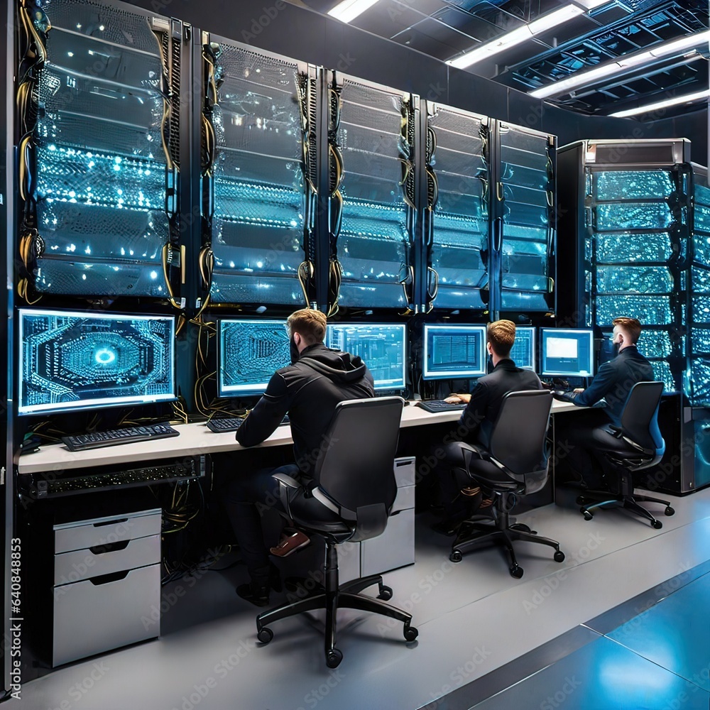 Cutting-edge Vision: Tech Guru in Futuristic Data Center Utilizing ...