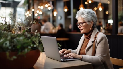 Old woman with laptop