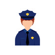 Isolated abstract colored female police officer character Vector