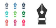 © Iryna - Black Fountain pen nib icon isolated on white background. Pen tool sign. Set icons colorful. Vector
