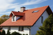 Sloped Red Clay Tile Roof With Round Beaver Tail Edge